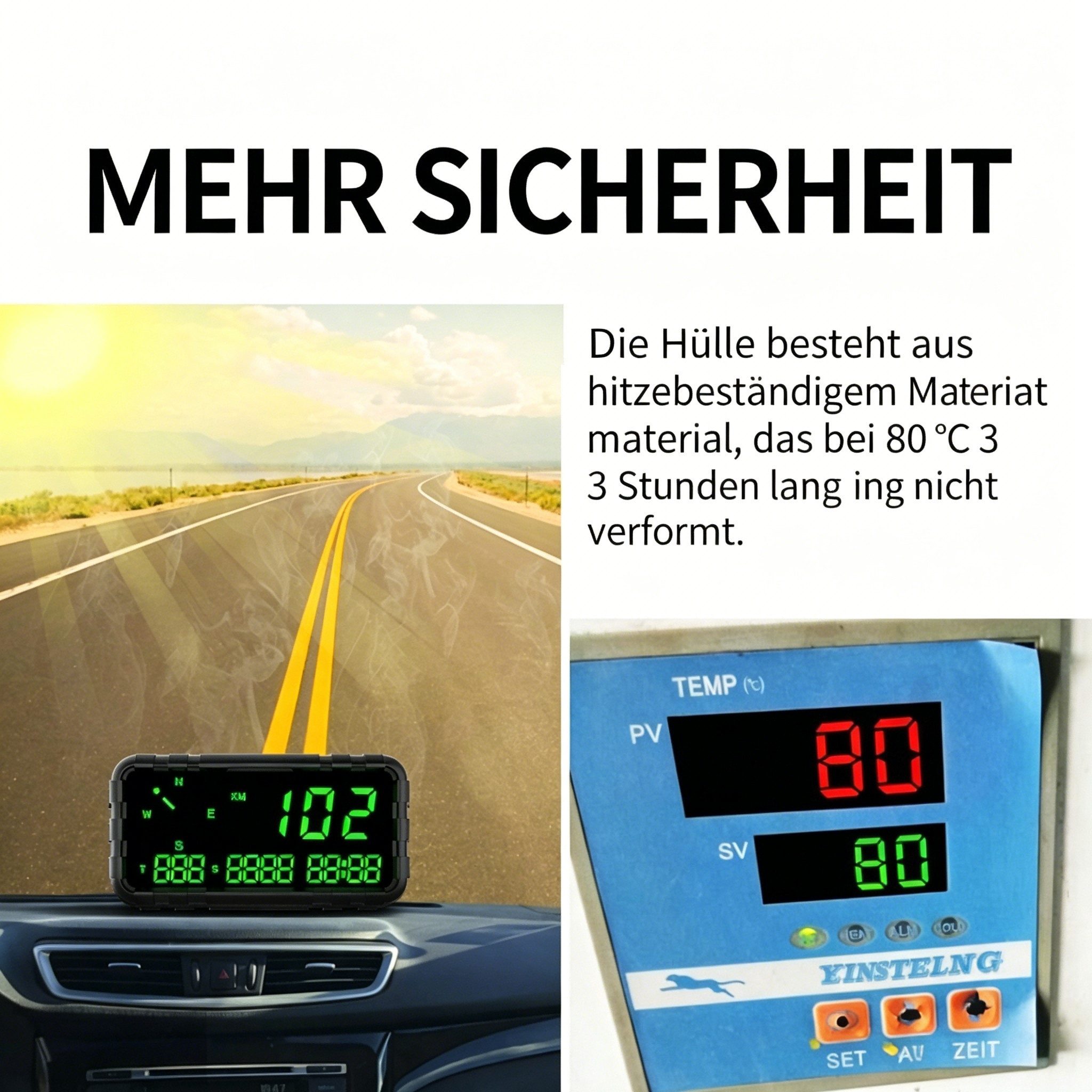 AIBISTAR Head Up Display HUD GPS Geschwindigkeitsmesser Kopfdisplay Kompass Alarm, GPS+Beidou Dualmodul Chip,Hitzebeständig,Müdigkeitswarnung