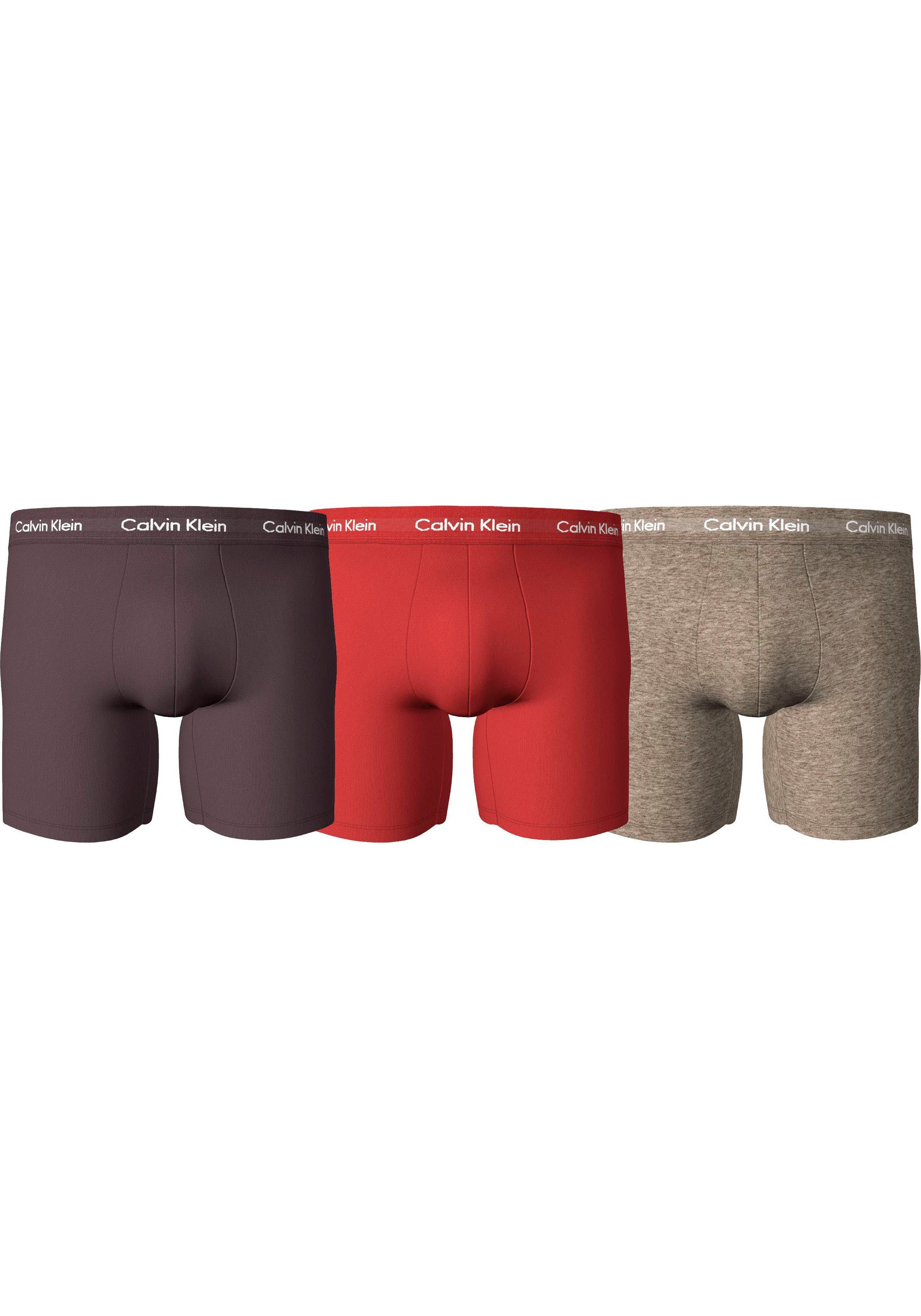 Calvin Klein Underwear Boxer BOXER BRIEF 3PK (Packung, 3-St., 3er-Pack) mit kontrastfarbenem Bund PWR PLUM, FUSCHIA BRY, ELEMENT HTHR