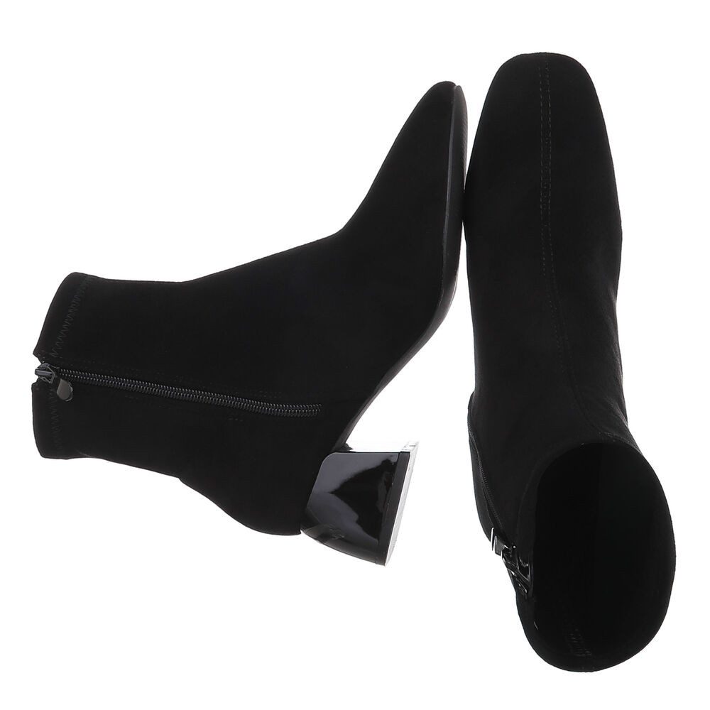 Ital-Design Damen Stiefelette mit Blockabsatz und Spitzform Stiefelette (92268937) Blockabsatz Stiefeletten in Schwarz