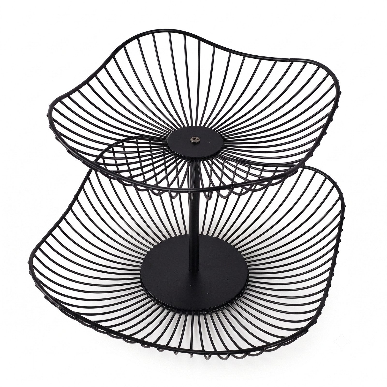 AROMELIO Etagere Zweistöckige Metallfruchtplatte, 29 x 29 x 24 cm