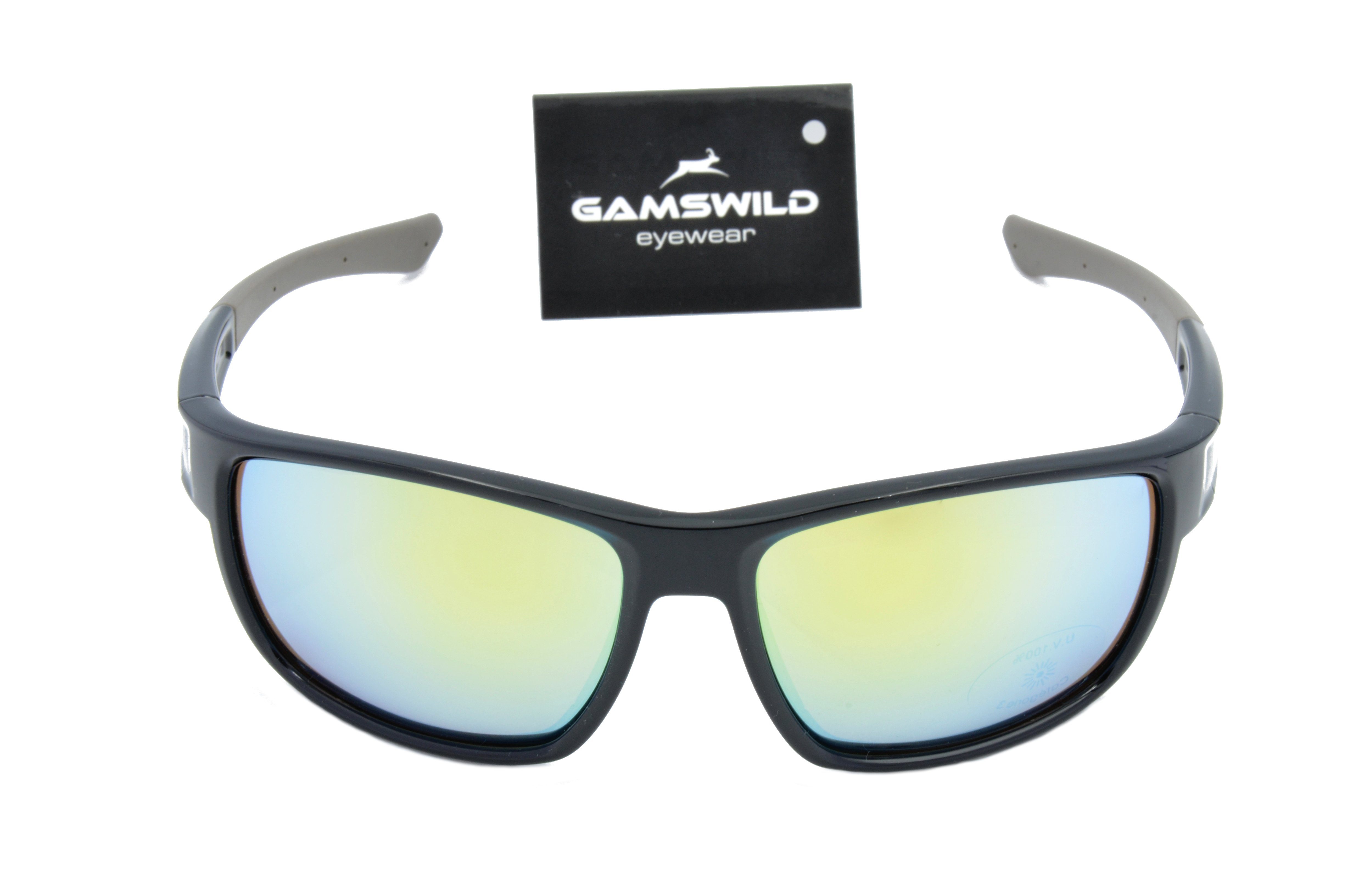 Gamswild Sportbrille UV400 Sonnenbrille Skibrille Fahrradbrille TR90/schmal Damen, Herren Modell WS7532 in grau-blau, schwarz-violett, schwarz-gold