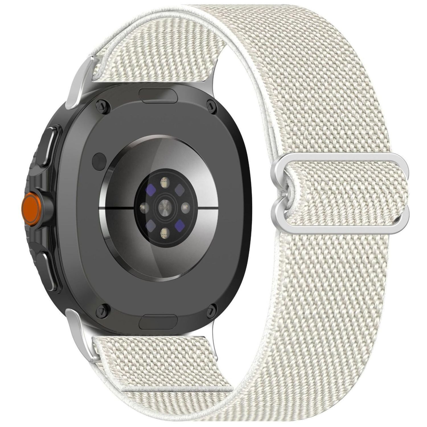 Wigento Smartwatch-Armband Für Samsung Galaxy Watch 8 / 8 Classic Elastische Nylon Arm Band Beige, Elastisches Nylonband im Ethno Look