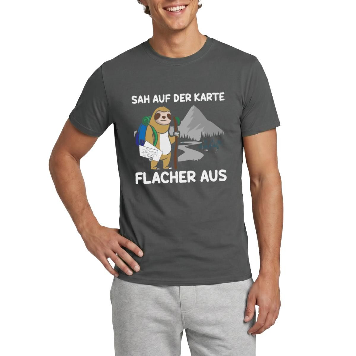 Spreadshirt T-Shirt Sah Auf Der Karte Flacher Aus Wanderwitz Männer T-Shirt (1-tlg)