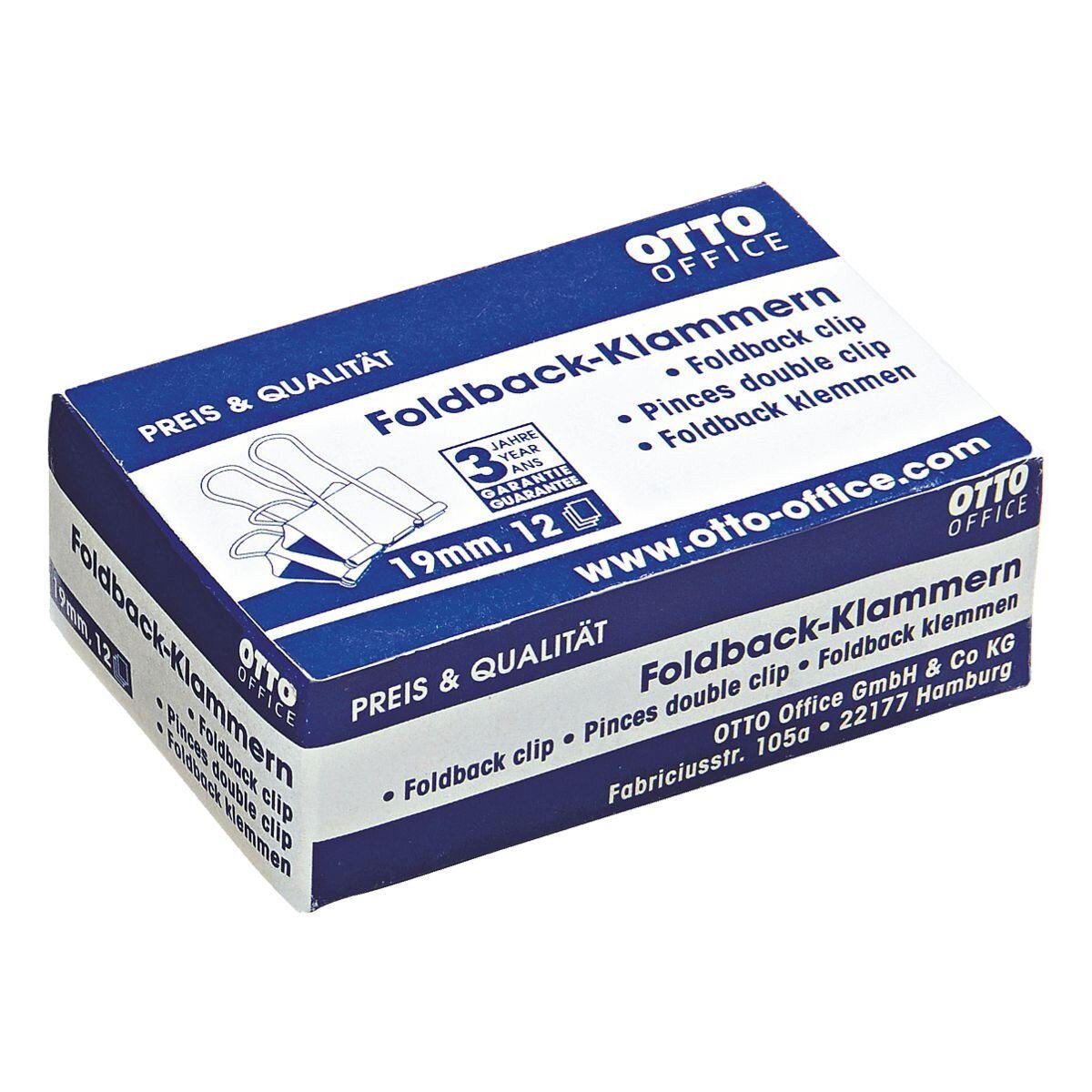 Otto Office Büroklammer, Klemmbreite 19 mm / Klemmstärke 7 mm, 12 Stück