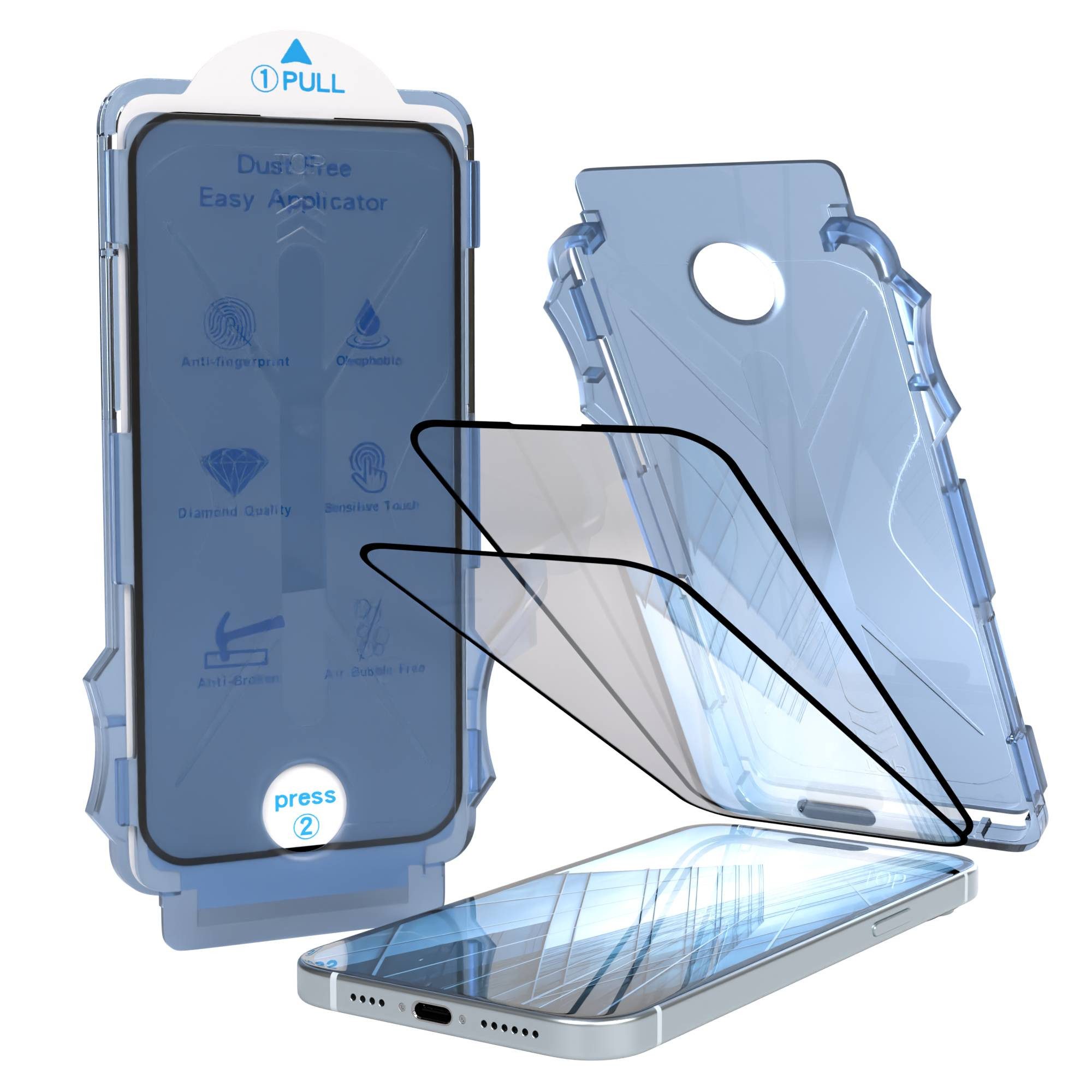 EAZY CASE Displayschutzfolie 2x Displayschutz für iPhone 15 Plus für Apple iPhone 15 Plus, 2er Set, Schutzglas iPhone 15 Plus, 2er Set Displayfolie Klar, Hartglas 0,7mm