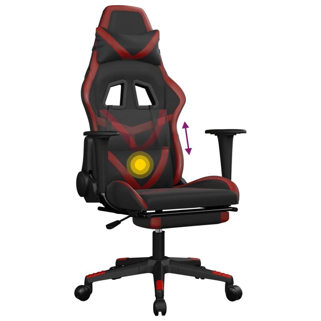 furnicato Gaming-Stuhl mit Massage Weinrot Fußstütze (1 Schwarz Kunstleder & St)