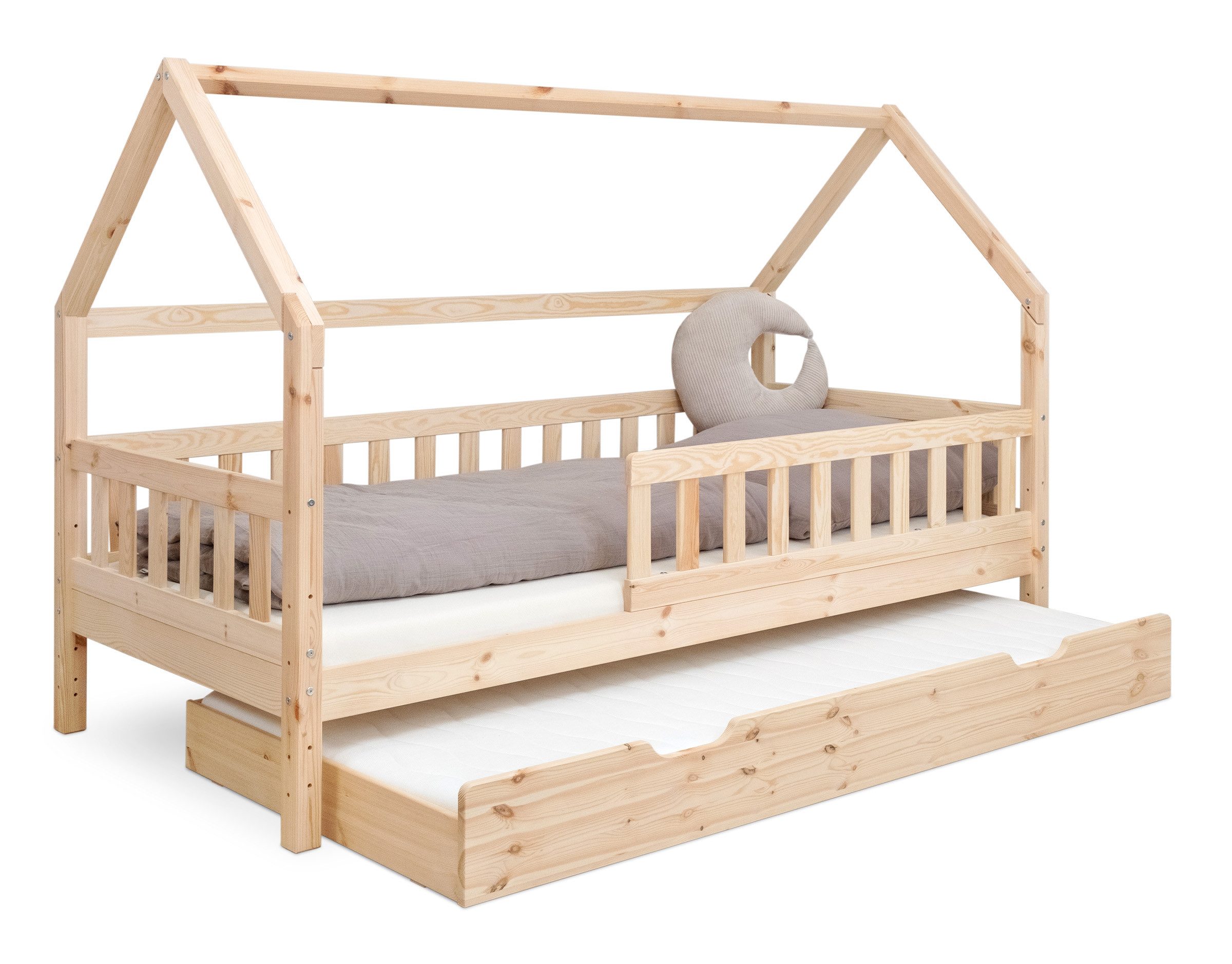 Ehrenkind Hausbett Lille aus massivem Kiefernholz (mit abnehmbarem Rausfall günstig online kaufen