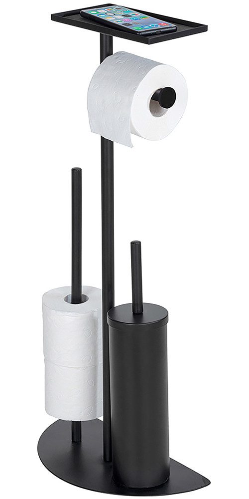 WENKO WC-Garnitur Modell Cosenza Neo, platzsparende 4-in-1 Standgarnitur mit Ablage, lackierter Stahl