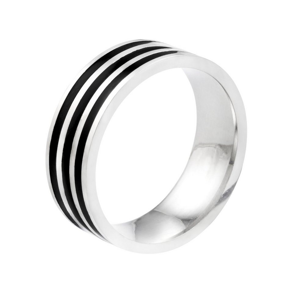 meditoys Fingerring Ring aus Edelstahl für Herren · Edelstahl/Schwarz