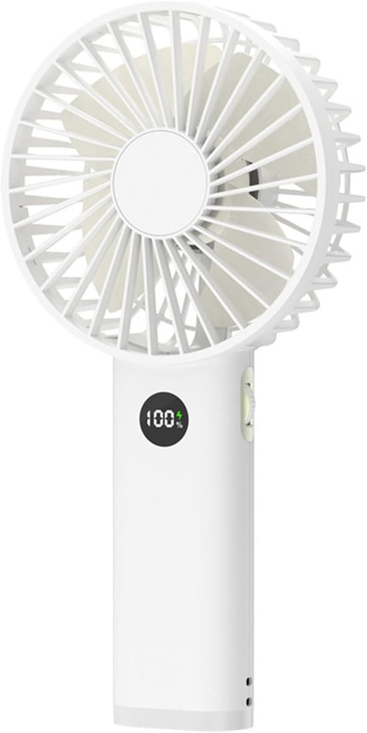 Zantan Handventilator USB Mini Handventilator 3600mAh Tischventilator Display Akku Weiß, 15 cm Durchmesser, Stufenlose Geschwindigkeit, 3600 mAh Akku, LED-Display, USB-Aufladung