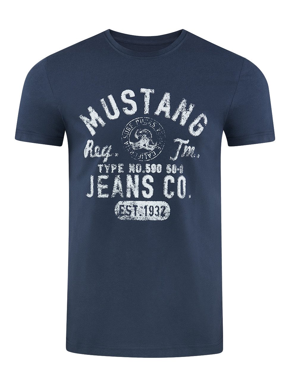 MUSTANG T-Shirt Herren Printshirt Regular Fit (1-tlg) Kurzarm Tee Shirt mit günstig online kaufen