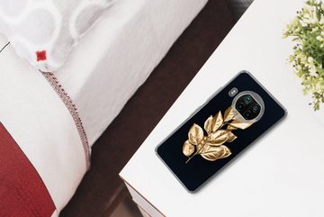 MuchoWow Handyhülle Pflanze - Blätter - Gold - Schwarz - Luxus, Phone Case, Handyhülle Xiaomi Mi 10T Lite, Silikon, Schutzhülle