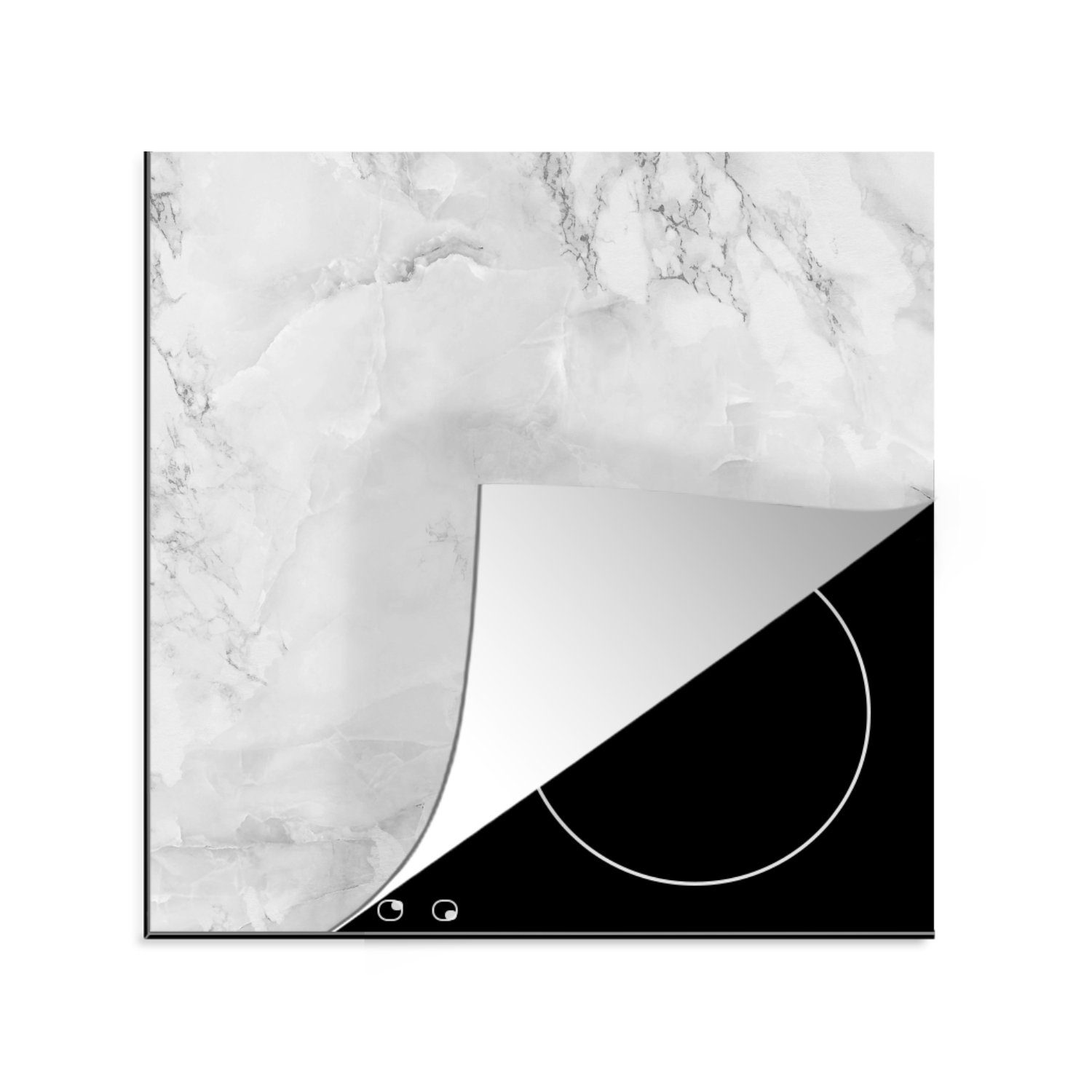 MuchoWow Herdblende-/Abdeckplatte Marmor - Grau, - 78x78 küche Vinyl, (1 Ceranfeldabdeckung, Füllung tlg), Arbeitsplatte für cm