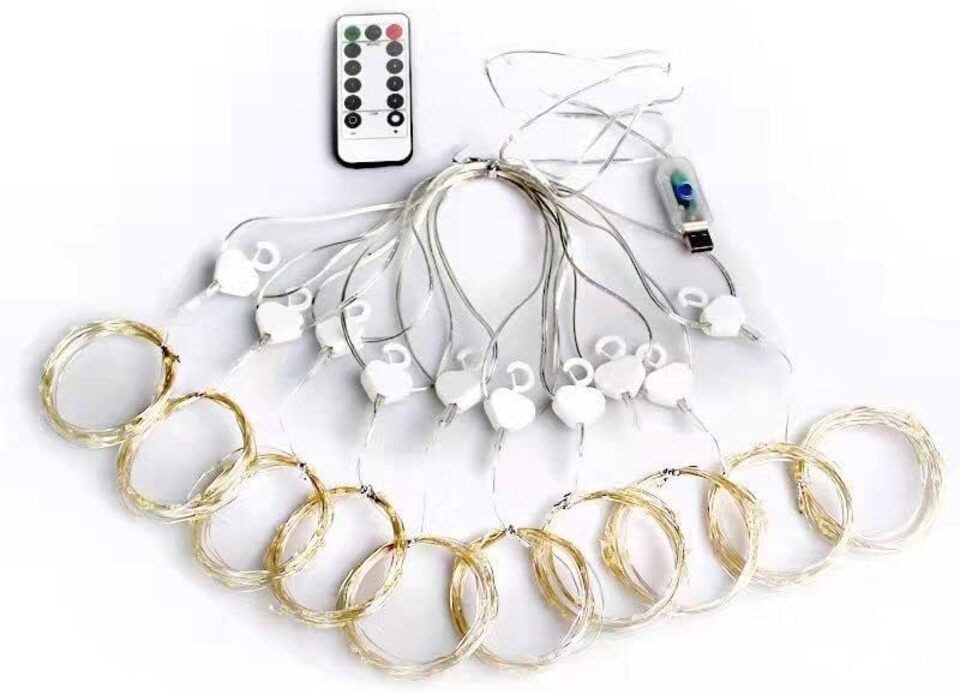 Montegoni LED-Lichterkette 3x3m 300 LED Lichtervorhang Lichternetz Lichterkette mit Fernbedienung, Wasserfeste LED Lichterkette mit 8 Modi und Fernbedienung – Bild 4 von 5