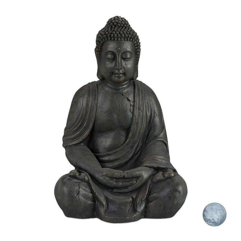 relaxdays Buddhafigur Buddha Figur 70 cm, Dunkelgrau