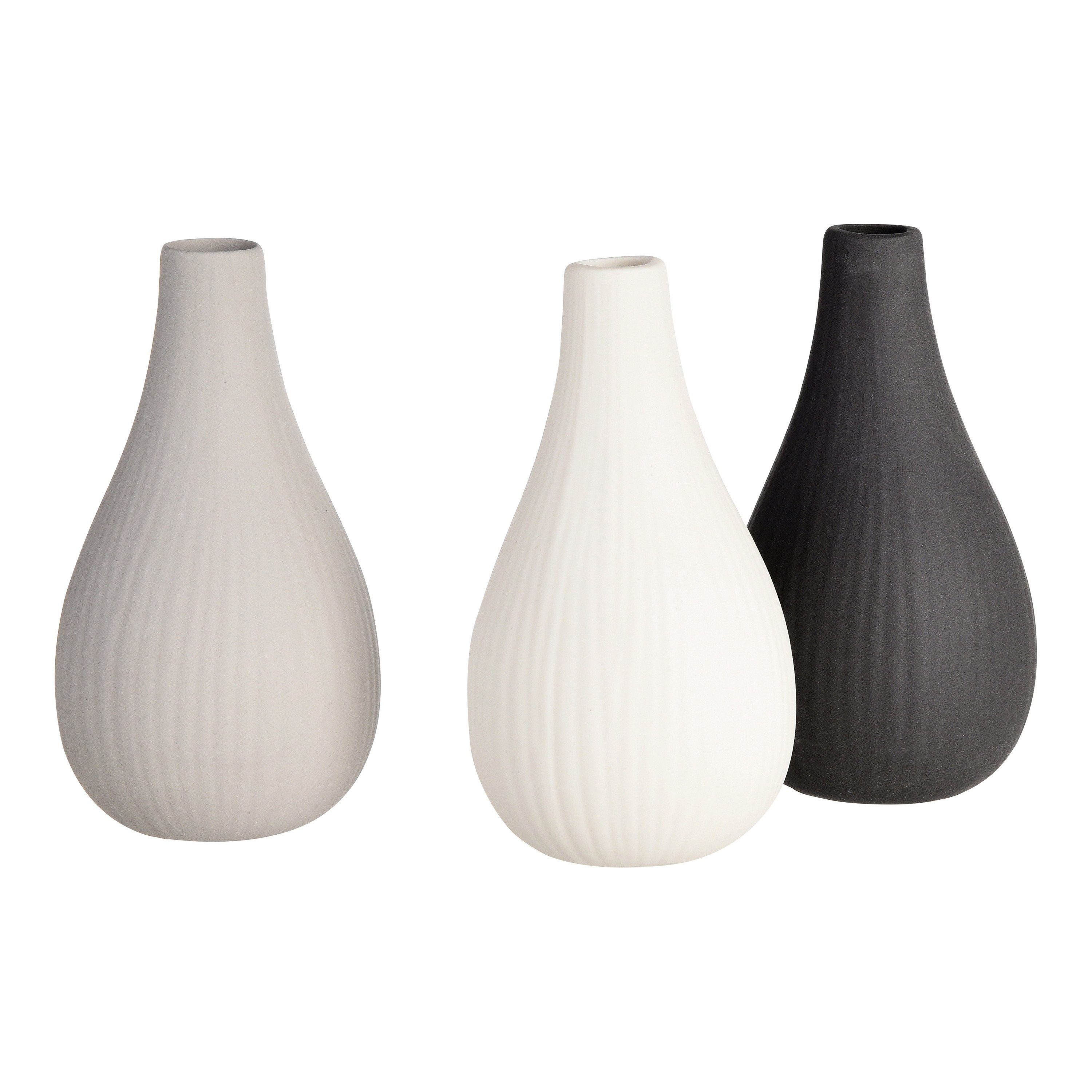 Depot Dekovase Vasen-Set Rills (Packung, 3 Vasen in unterschiedlichen Farben)