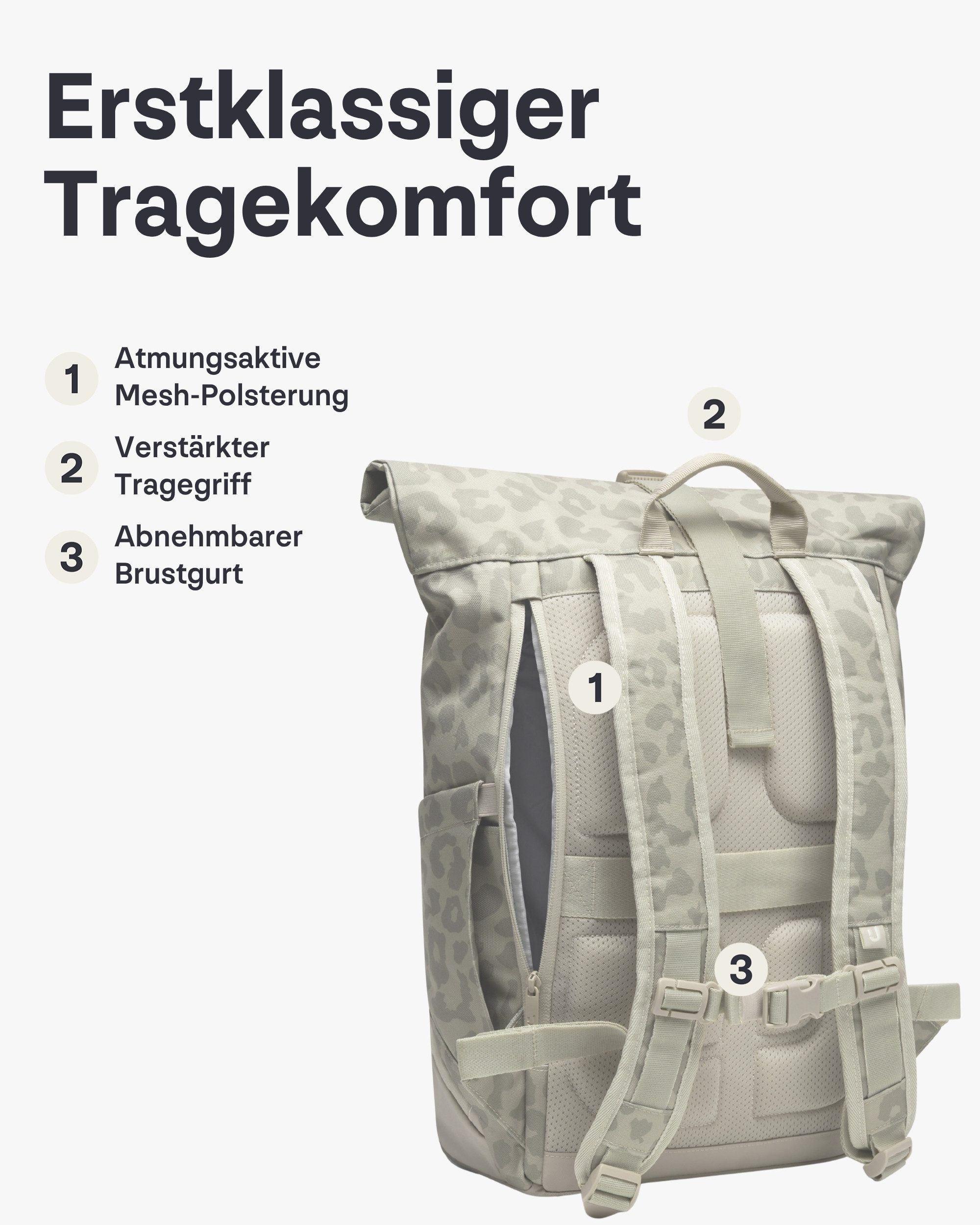 Johnny Urban Cityrucksack Allen Medium Rolltop mit Laptopfach (1-tlg), Wasserabweisend – Bild 4 von 5