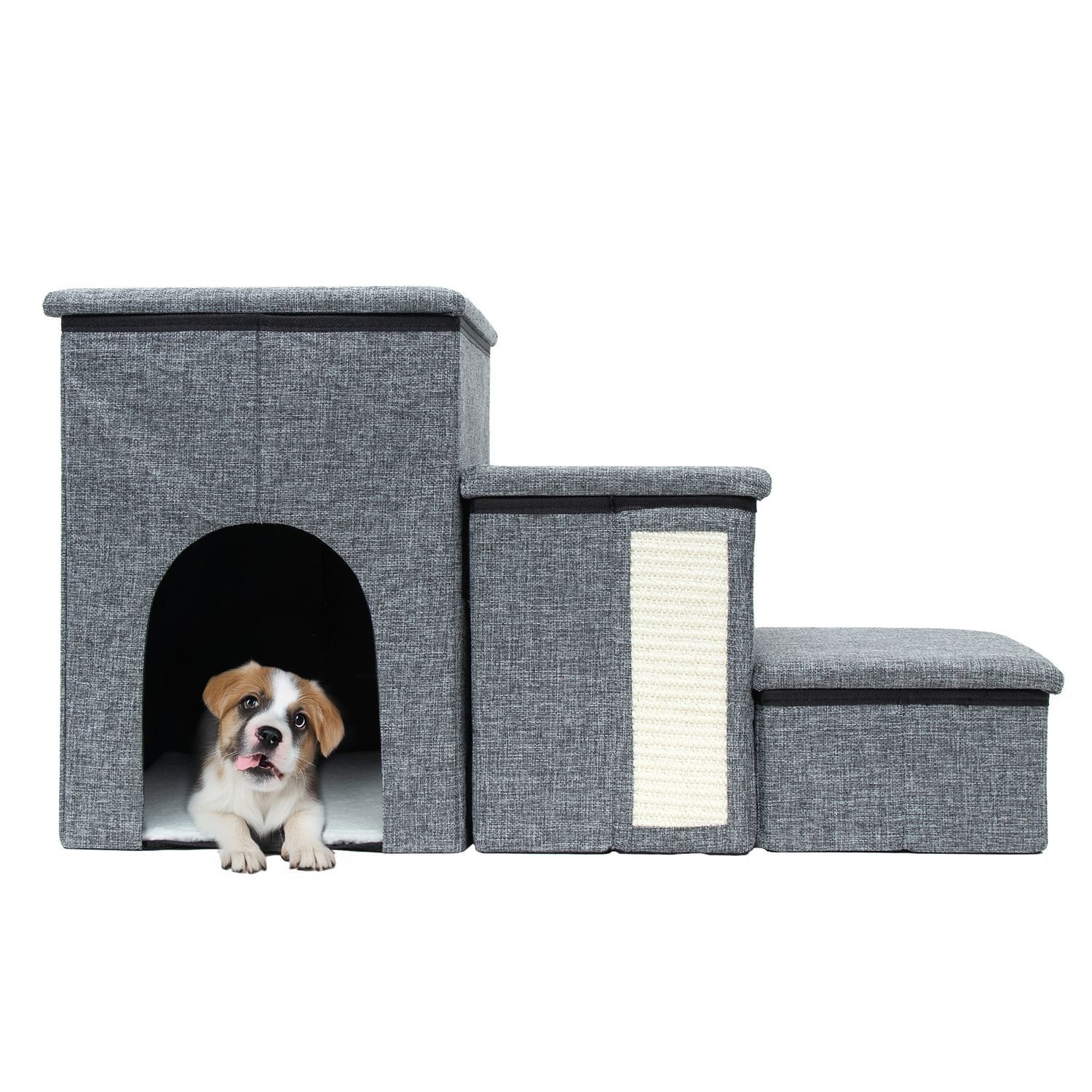 Intirilife Haustiertreppe (1-St., 1x Haustiertreppe), Faltbare Hundetreppe 3 Stufen Haustiertreppe Katzentreppe 72x32.5x43cm