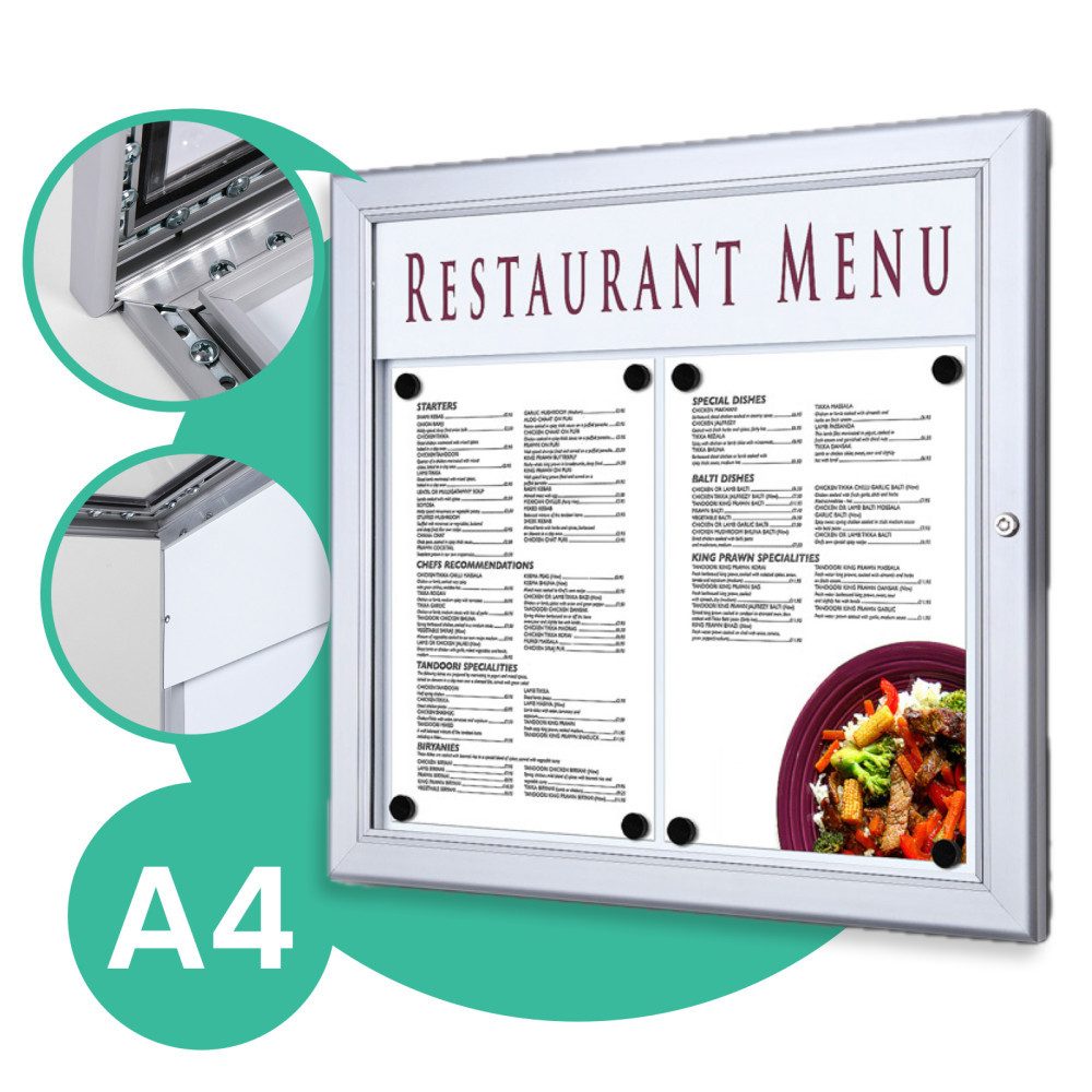Showdown Displays Hängevitrine Schaukasten Outdoor - 2x DIN A4 quer - Aluminium / Stahl - Silber (1-St)