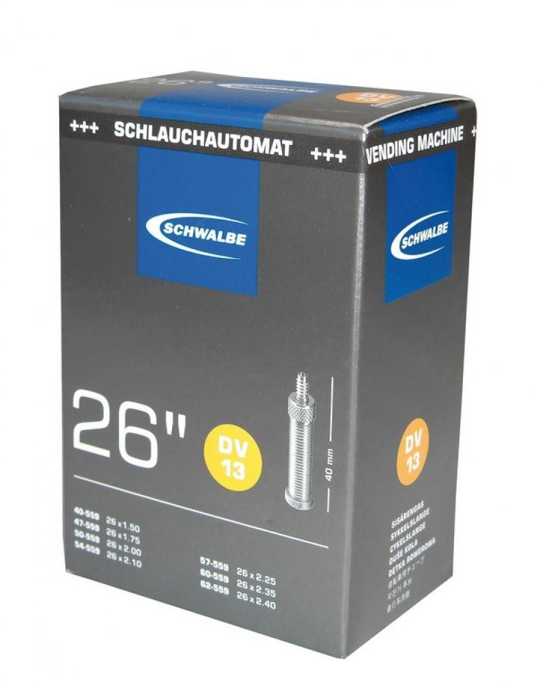 Schwalbe Fahrradschlauch Schwalbe Schlauch DV13 in Folie 26x1.50-2.50Z 40/62-559 DV 40mm