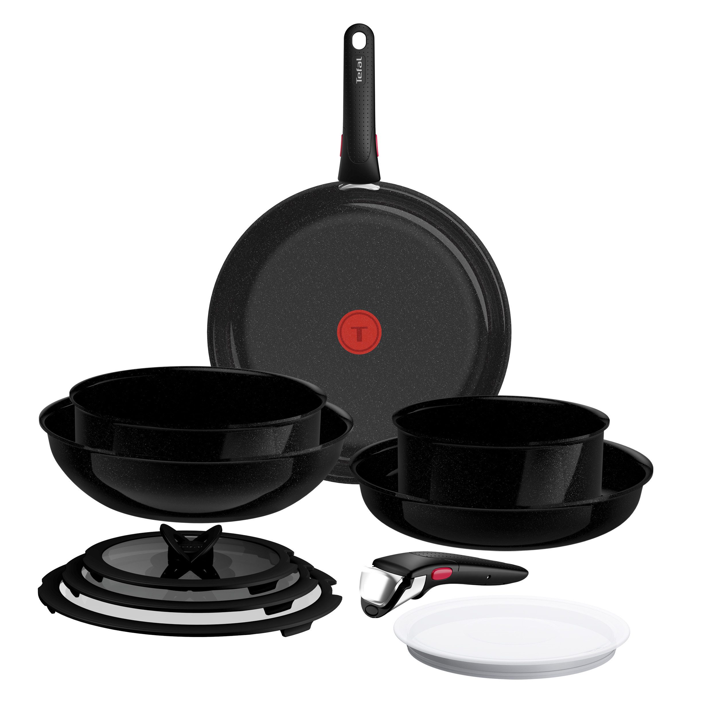 Tefal Pfannen-Set Ingenio Excellence Keramik, Aluminium (Set, 11-tlg), abnehmbarer Ingenio-Griff, Thermo-Signal, stapelbar, Induktion