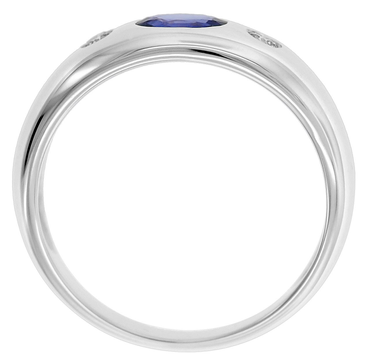 trendor Goldring BandWeißgold 585/14 Kt. mit Saphir und Brillanten