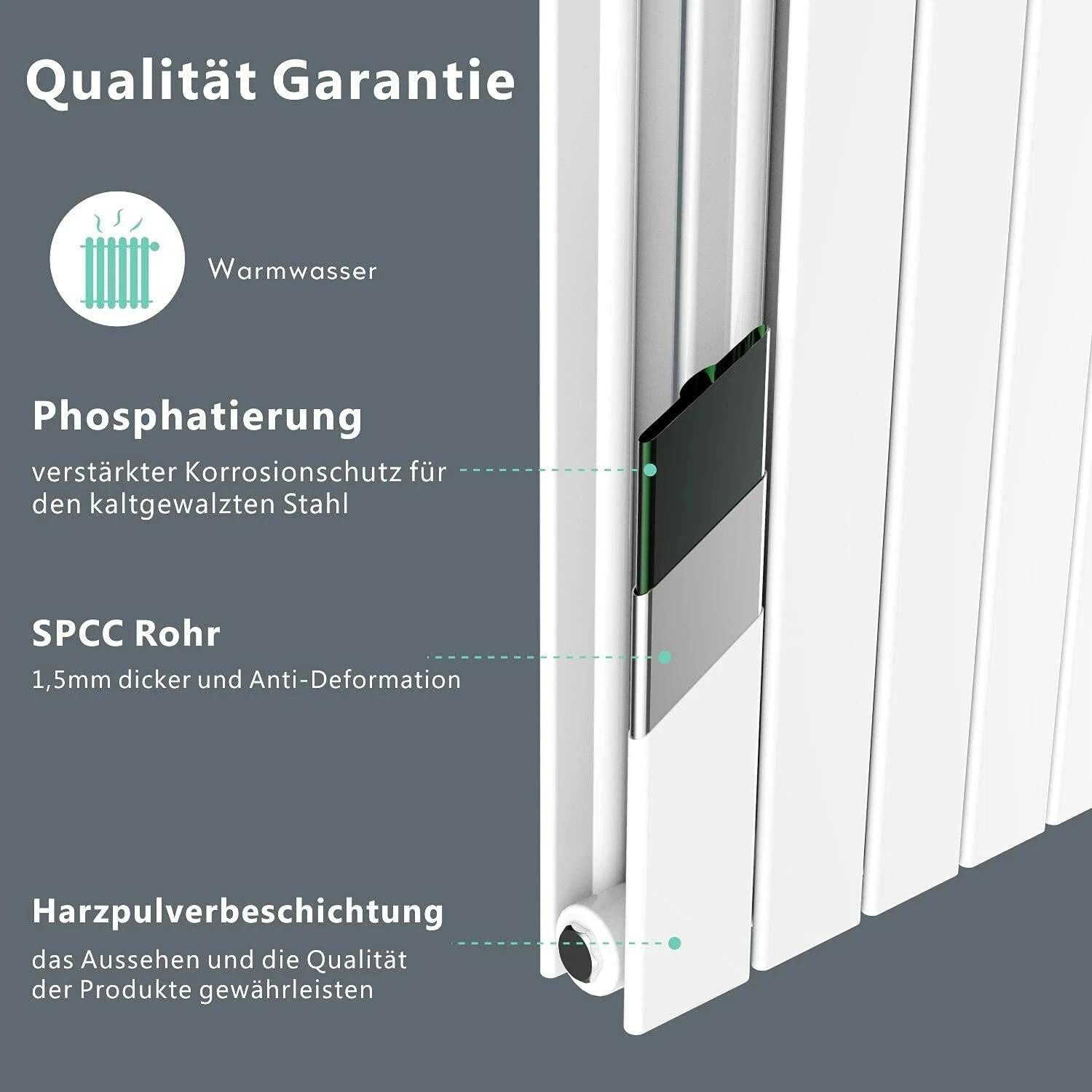 AICA Heizkörper Badheizkörper Handtuchtrockner Handtuchwärmer SPCC Weiß / Anthrazit
