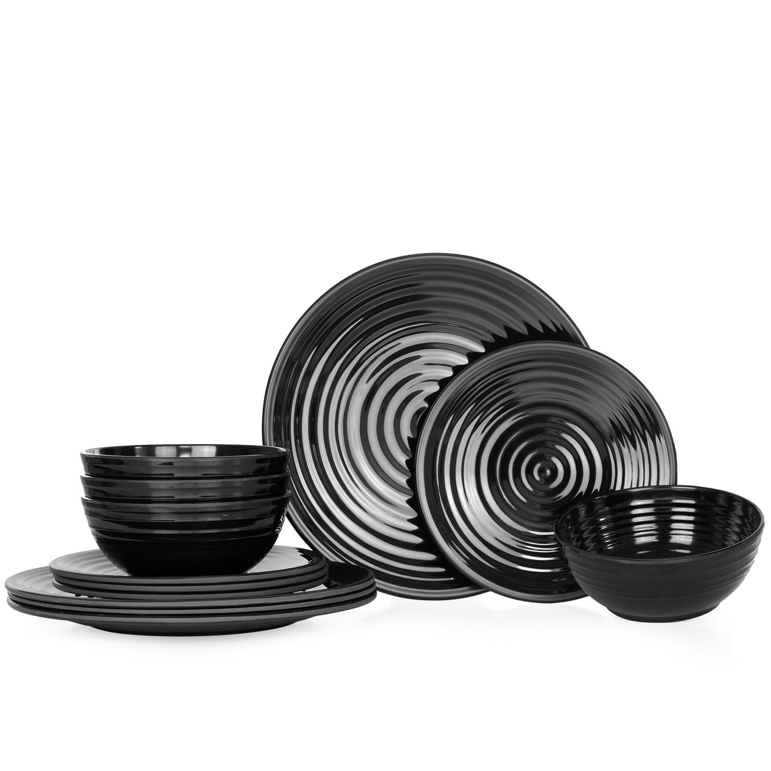 Geschirr-Set Camping Geschirr Stone Black 12-teilig