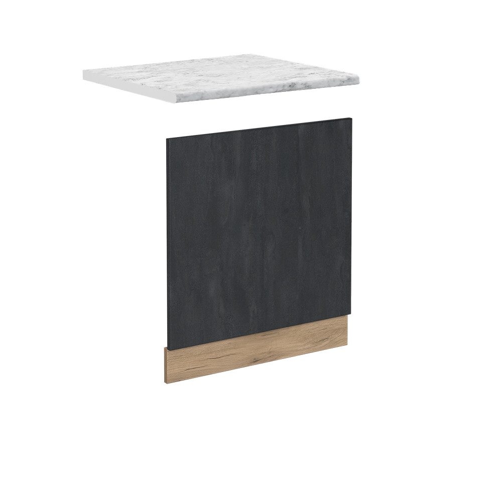 Vicco Frontblende R-Line, Schwarz Beton/Goldkraft Eiche, 60 cm AP Marmor (1 St)