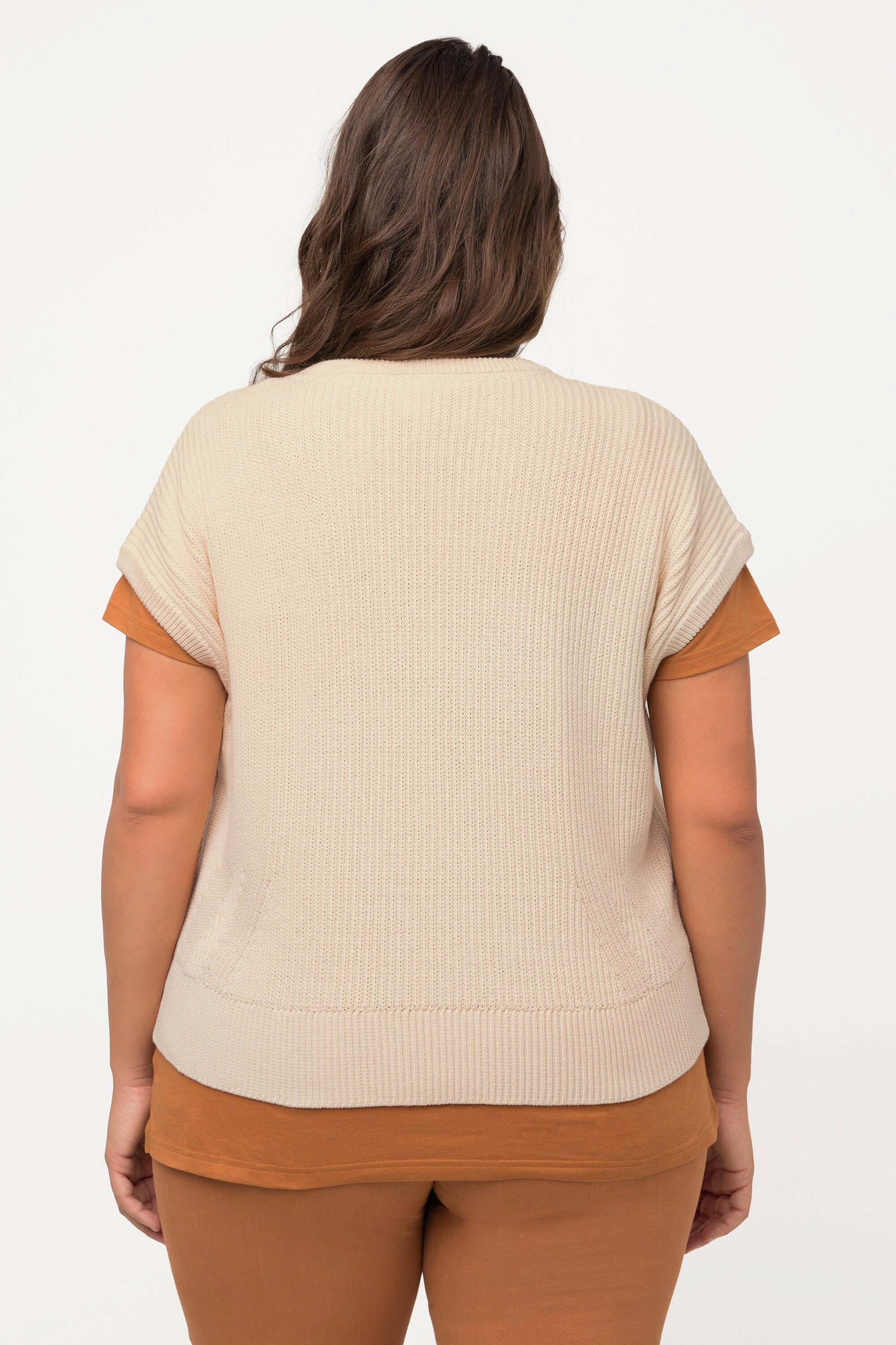 Ulla Popken Pullunder Pullunder tiefer V-Ausschnitt ärmellos