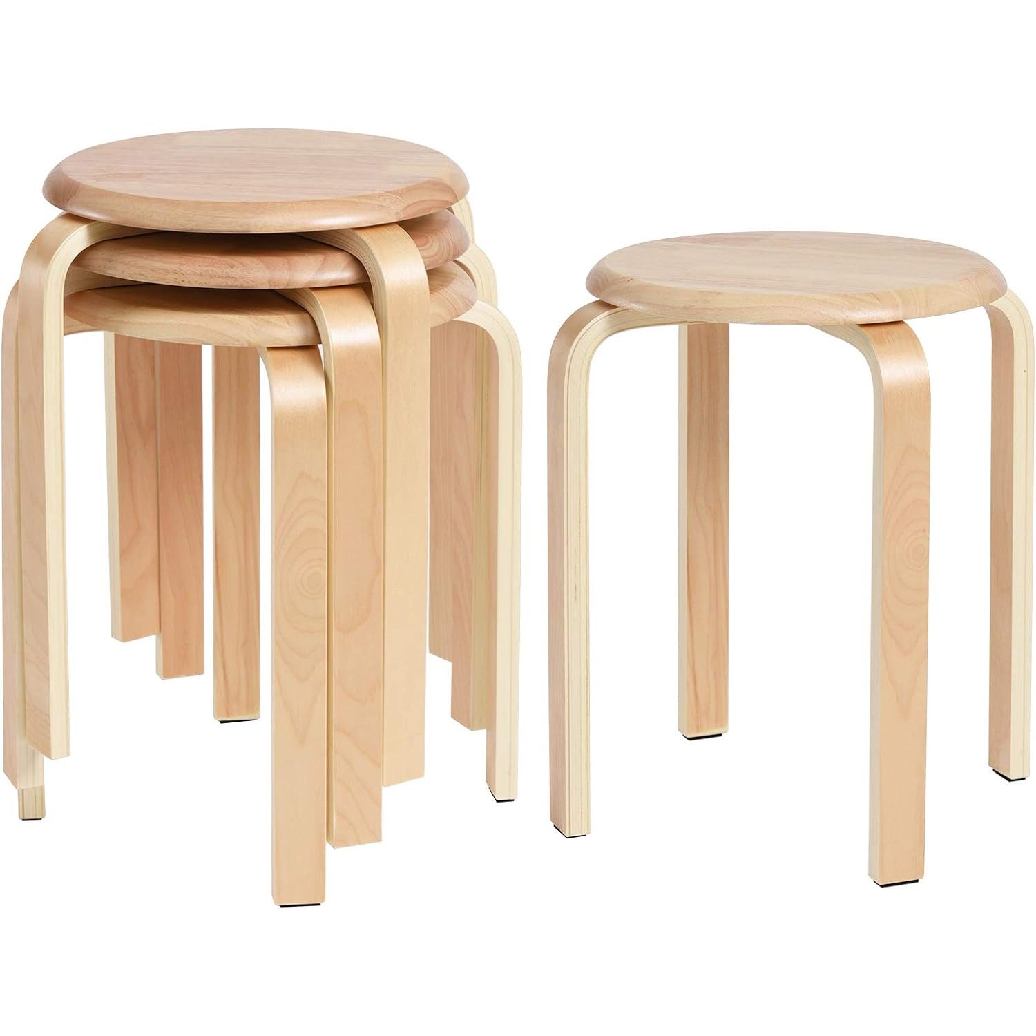 TUWENA Hocker 4 Set Stapelhocker Holz Mode Kreative Erwachsene Esszimmerhocker