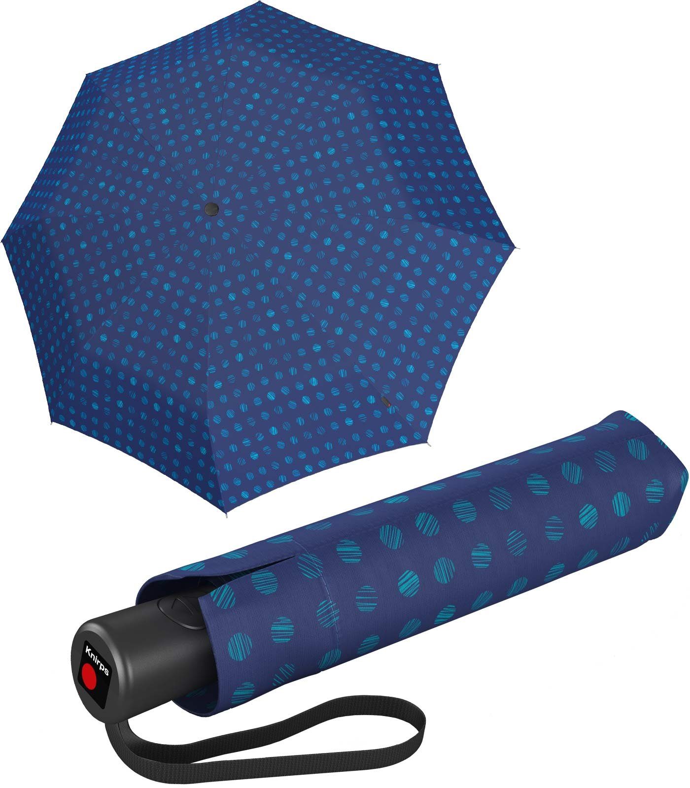 Knirps® Taschenregenschirm großer, stabiler seine besonders Automatik durch Schirm Auf-Zu-Automatik, praktisch mit blau