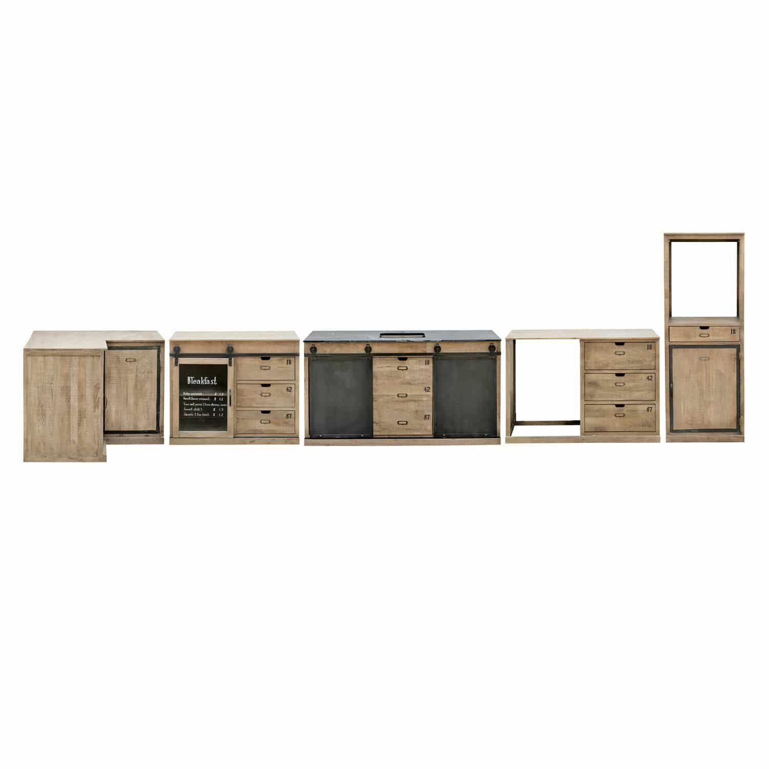 Mirabeau Küchenzeile Küche 5er Set Oakland braun/schwarz