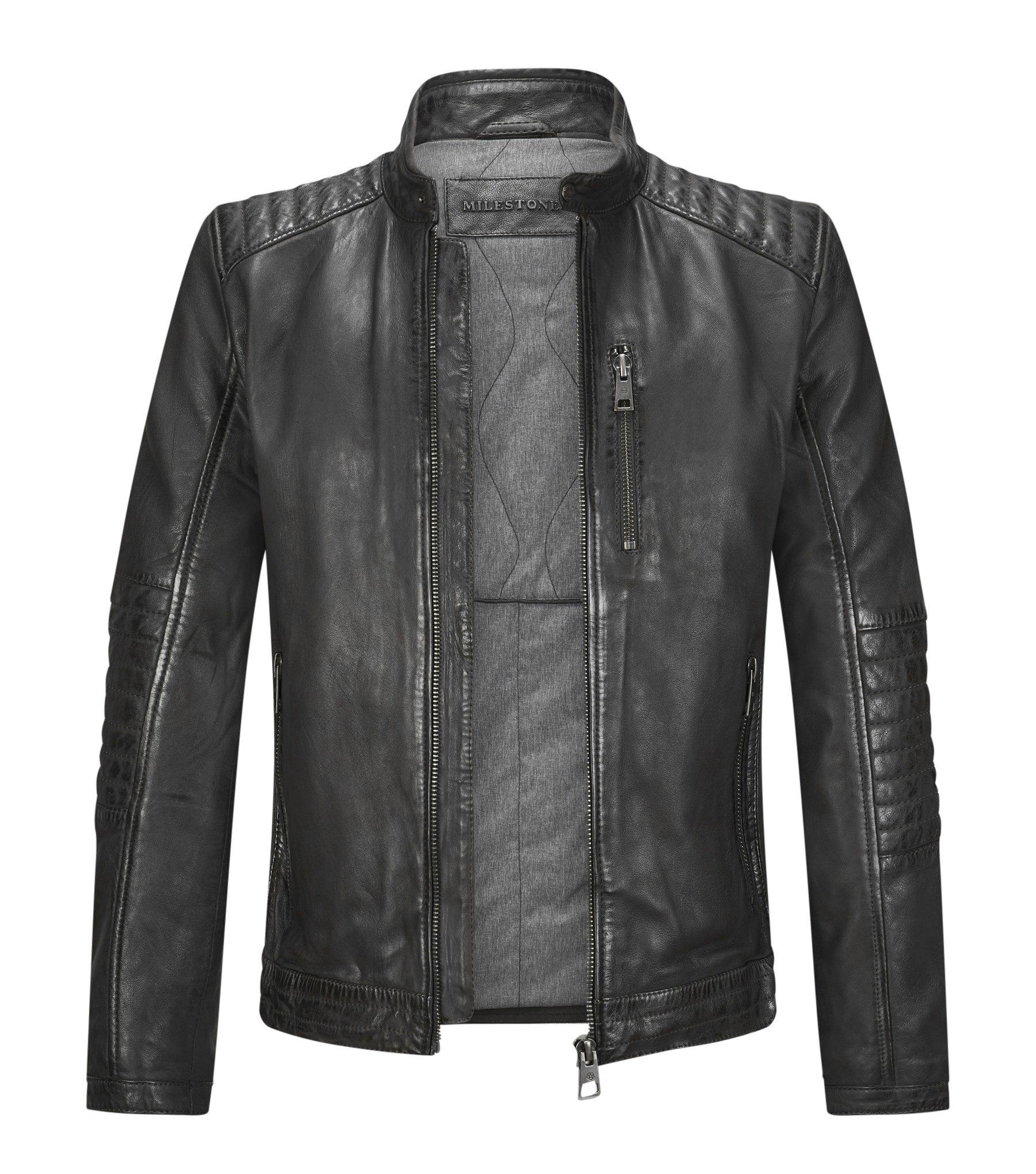 Milestone Lederjacke MSFloriano lässige Bikerjacke im Vintage-Look aus Lamm günstig online kaufen