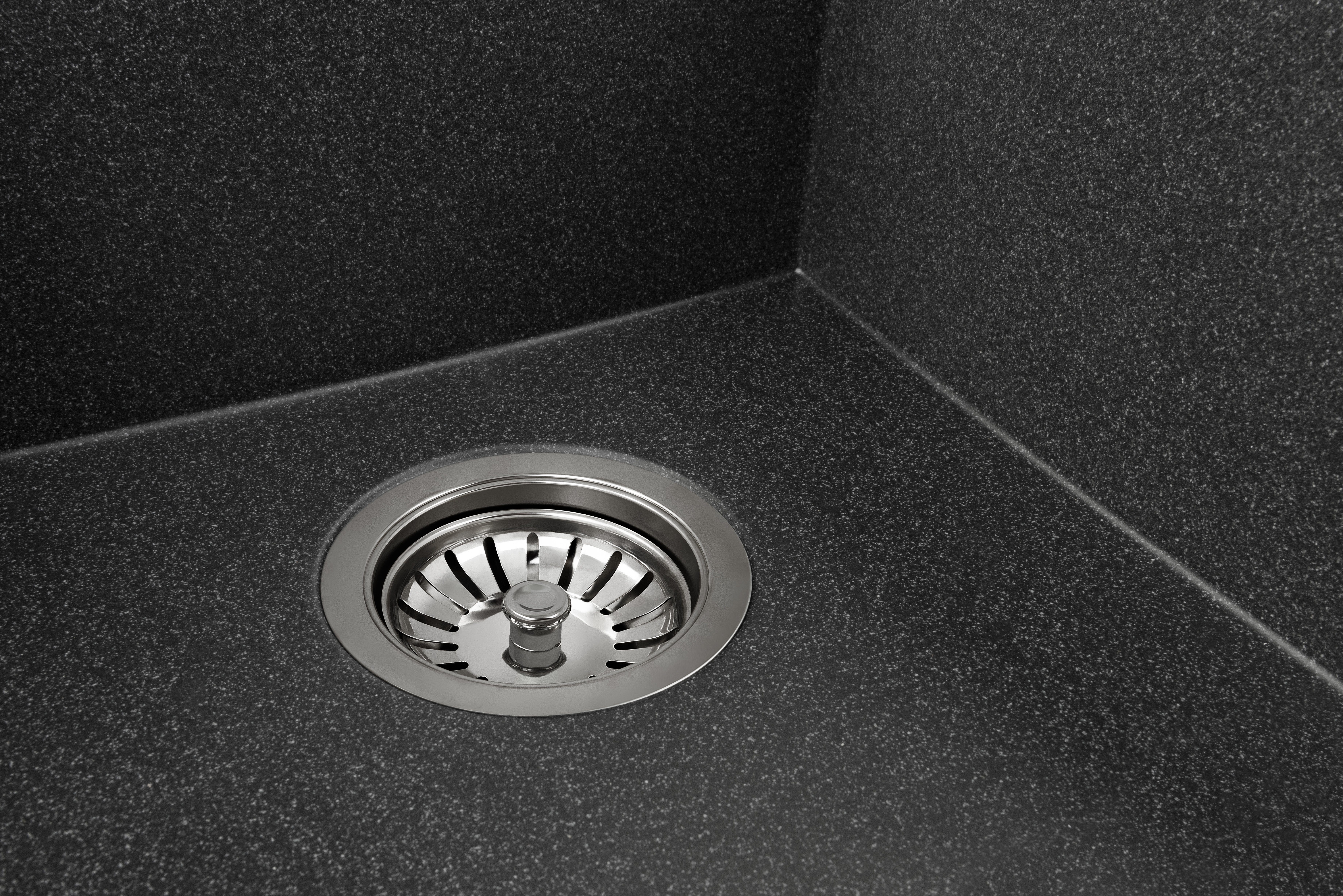 manestein Granitspüle Rino Granit Küchenspüle mit Schwarz Armatur und Siphon 59x44cm, Rechteck, 59/16 cm, (inklusive ablaufgarnitur und Armatur), mit verkürzte Abtropffläche