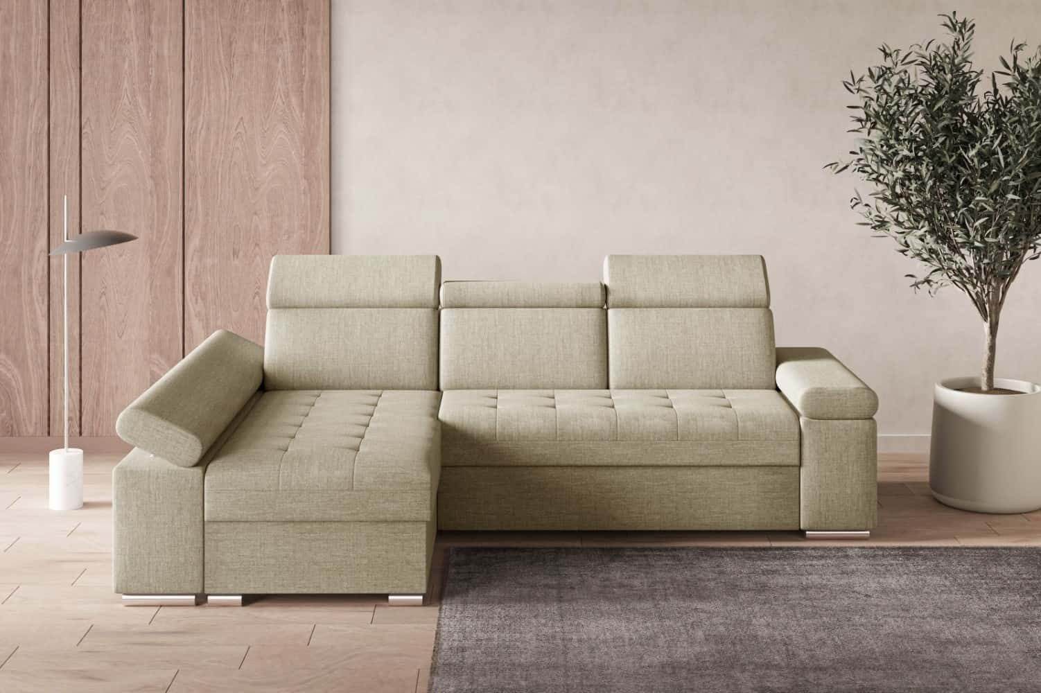 Myhomelando Ecksofa Toronto, mit Schlaffunktion, Bettkasten, verstellbare Kopflehnen