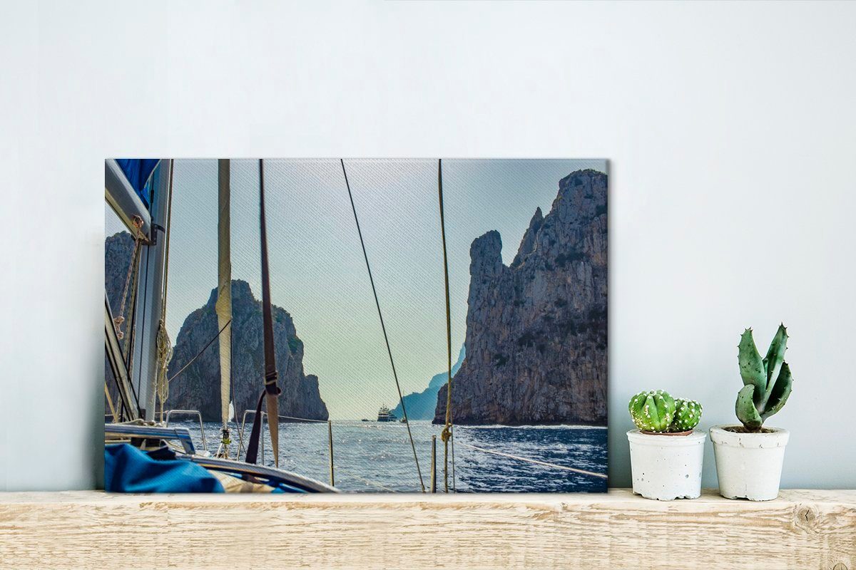 Leinwandbild St), aus Küste Wanddeko, der in Segelboot von Leinwandbilder, cm Italien, Foto 30x20 Aufhängefertig, Wandbild (1 von vom OneMillionCanvasses® Capri