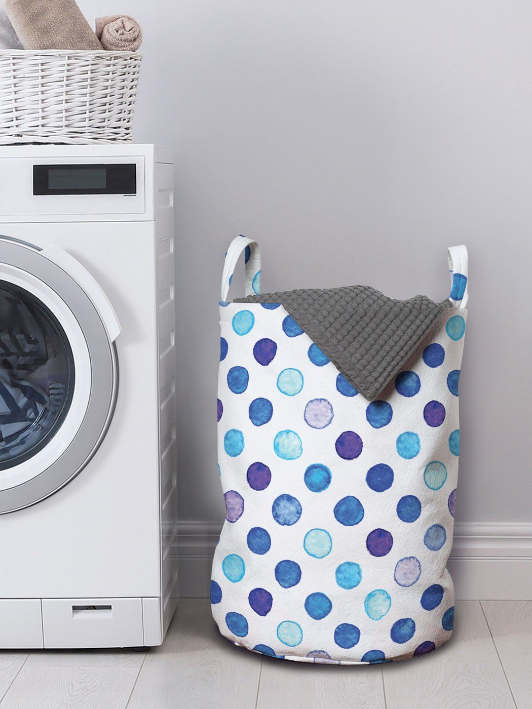 Kordelzugverschluss Griffen Abakuhaus mit Wäschesäckchen Weiche Waschsalons, Töne Blaue Aquarell für Wäschekorb Funky