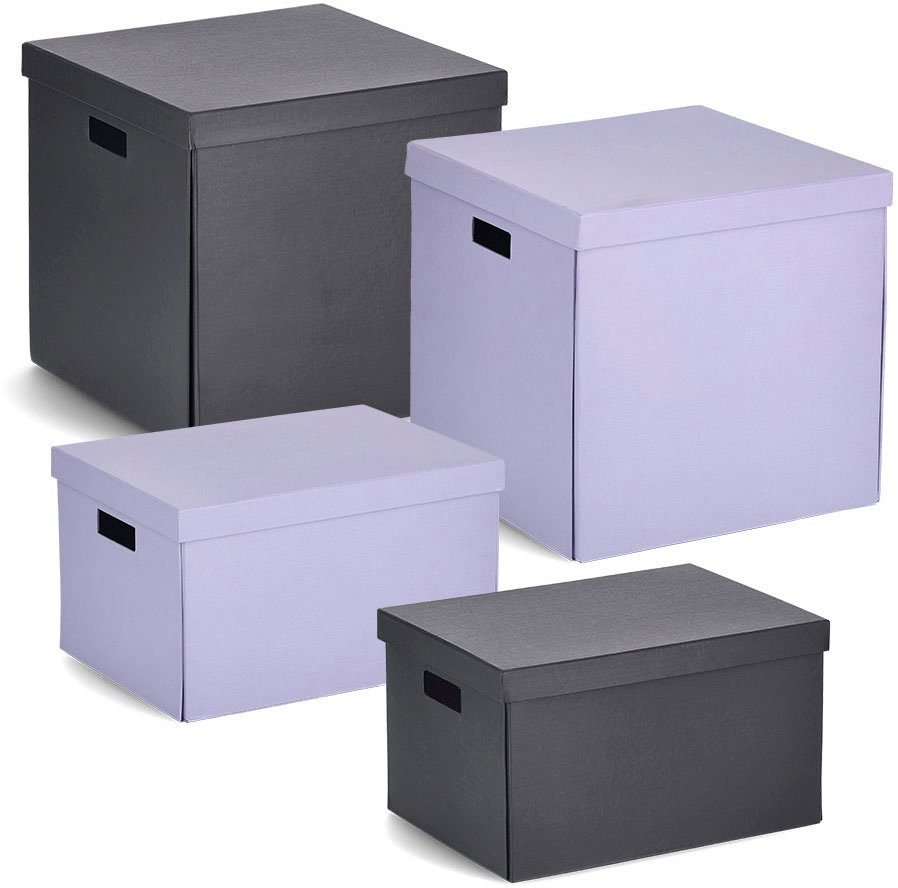 Karton recycelter Present Zeller schwarz Aufbewahrungsbox (1 beschriftbar, St),