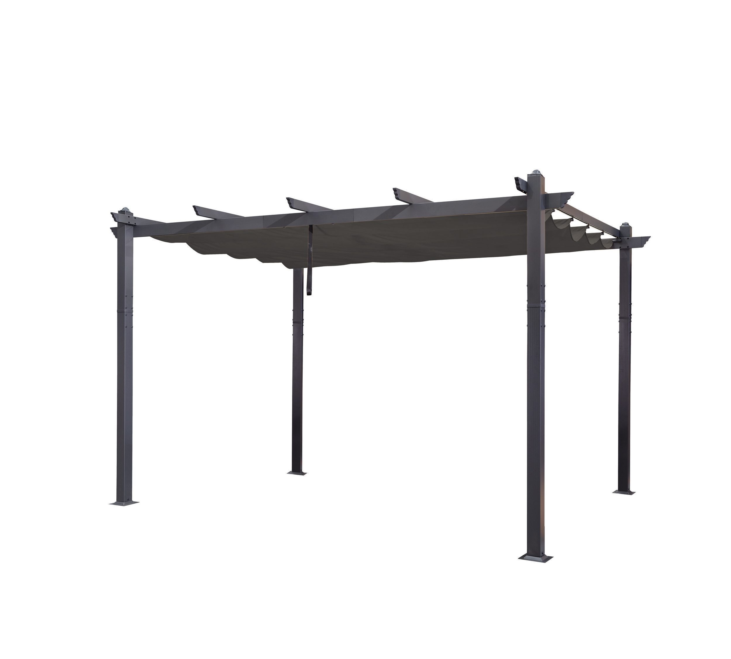 PURPLE LEAF Pergola Aluminium Pavillon mit Schiebedach, Wasserdichte Pergola mit verstellbarem Schatten und UV-Schutz