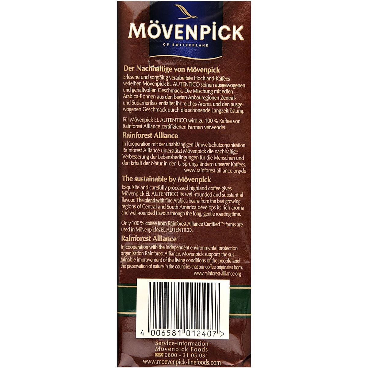 Mövenpick Kaffee Auténtico, 500 g, gemahlen