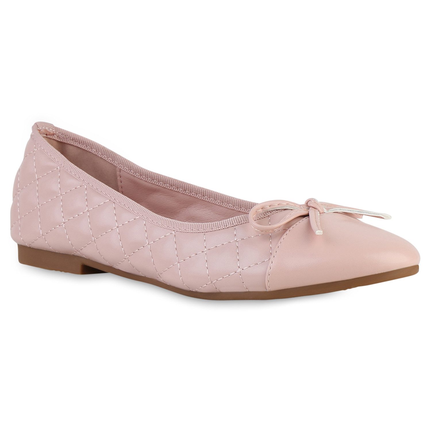 VAN HILL 841554 Ballerina Damen Klassische Балетки Gesteppte Leder-Optik Schleifen