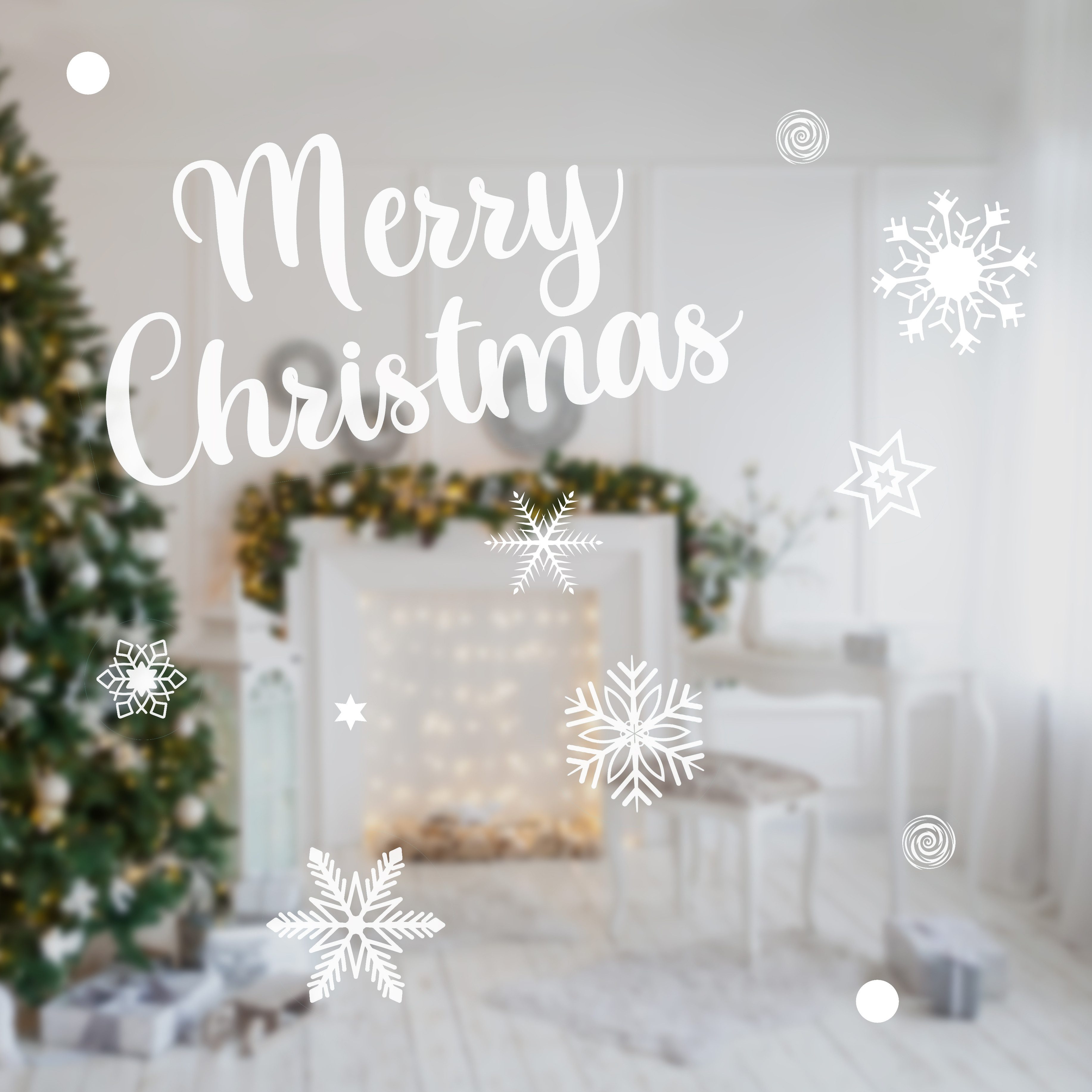 Nordstern Fensterbild Weihnachtsdeko für Innen, Statisch haftende Winter Fensterdeko Aufkleber