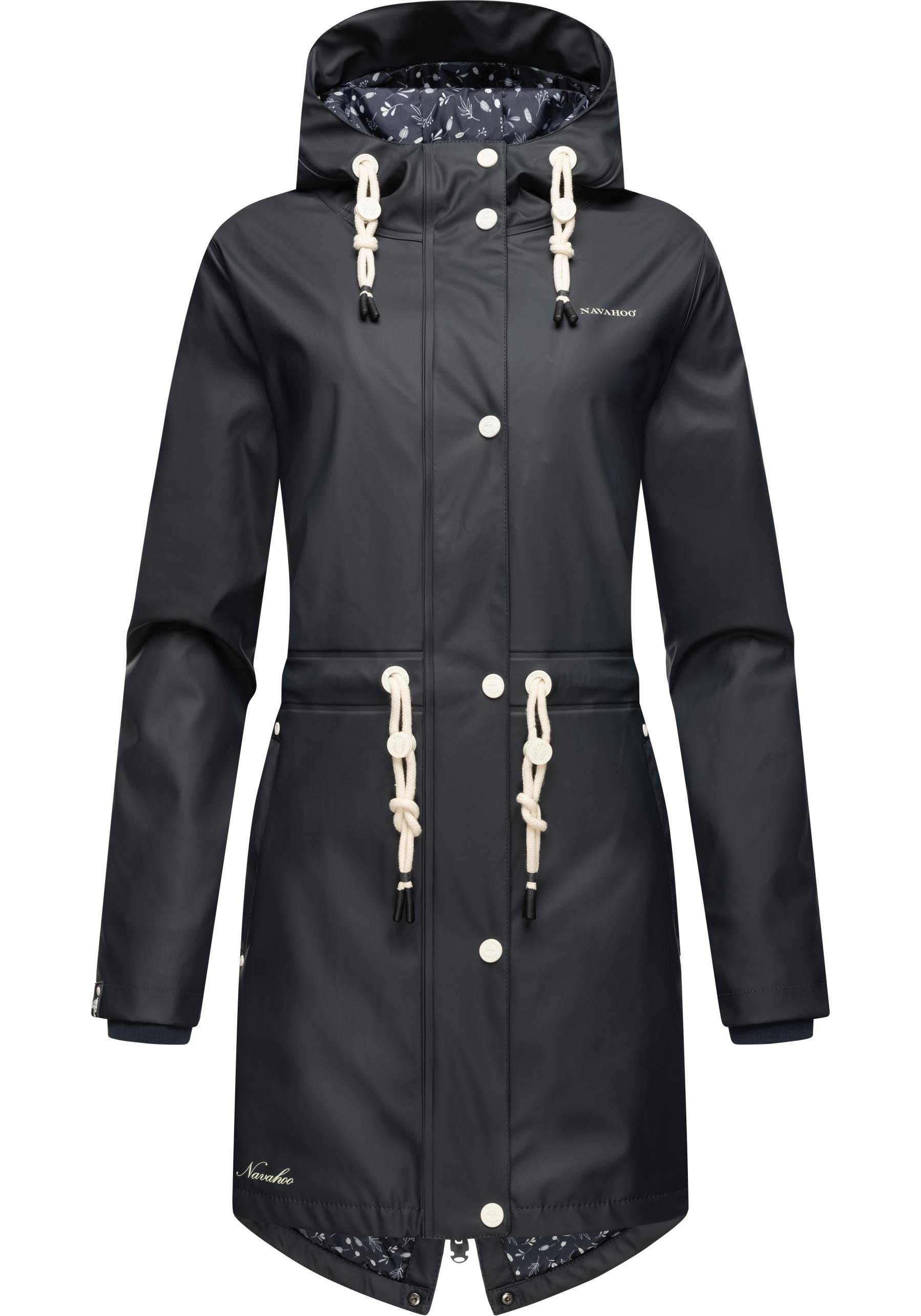 Navahoo Regenjacke Flower of Ocean modischer Damen Outdoor Regenmantel navy | Übergangsjacken