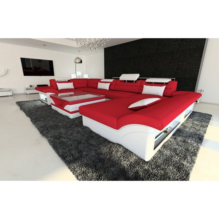 Sofa Dreams Wohnlandschaft Enzo M - U Form Stoffsofa mit LED wahlweise mit Bettfunktion als Schlafsofa Designersofa