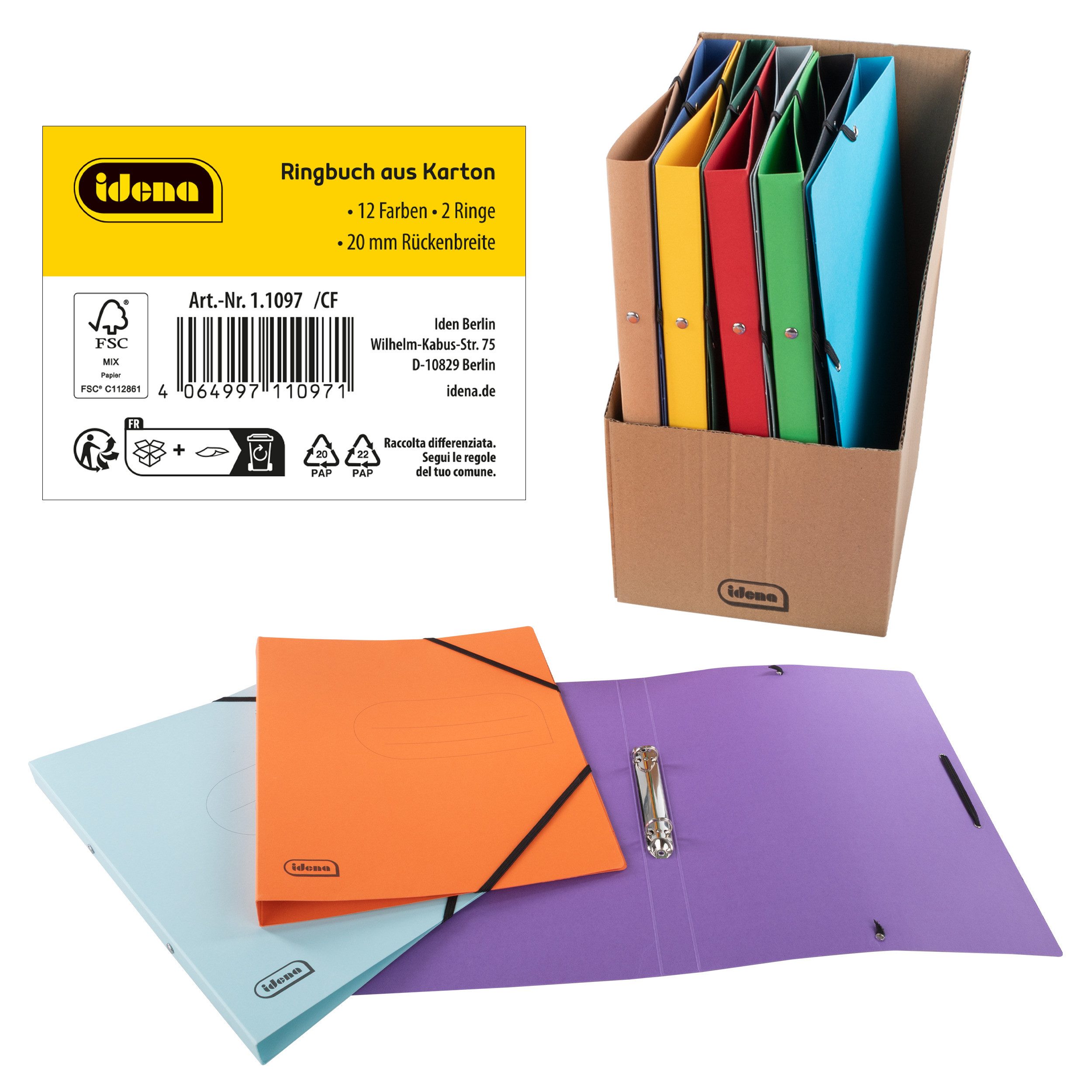 Idena Ringbuchmappe Idena Eco Display Ringbücher 2 Ringe DIN A4 20mm 12 Stü günstig online kaufen
