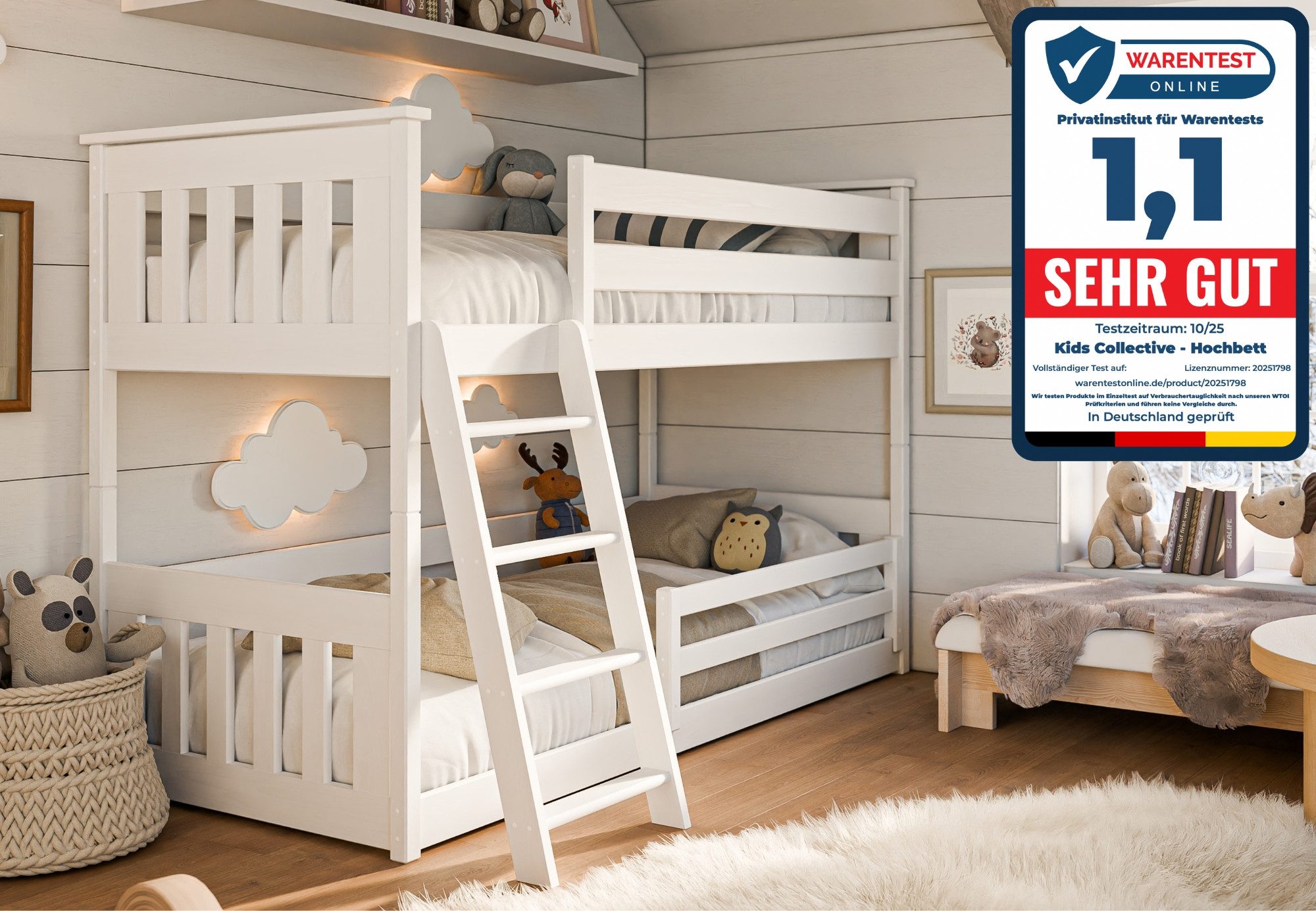 Kids Collective Etagenbett Hochbett Stockbett Kinderbett 90x200 cm Rausfall günstig online kaufen