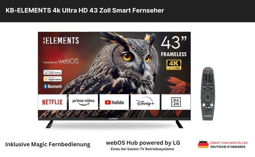 KB Elements ELT43WB6DE LED-Fernseher (109,00 cm/43 schwarz ! RABATT: 37.59%