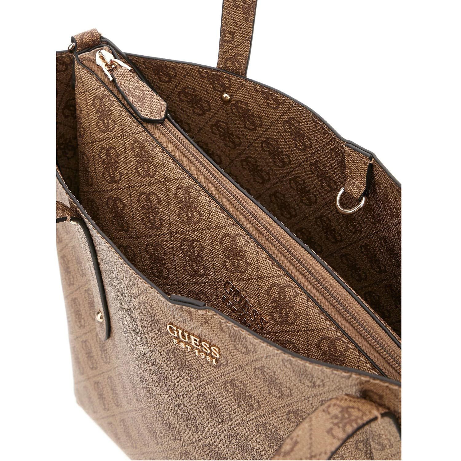 Guess Umhängetasche GUESS Shopper Handtasche Brenton Latte Logo (1, 1-tlg., 1)
