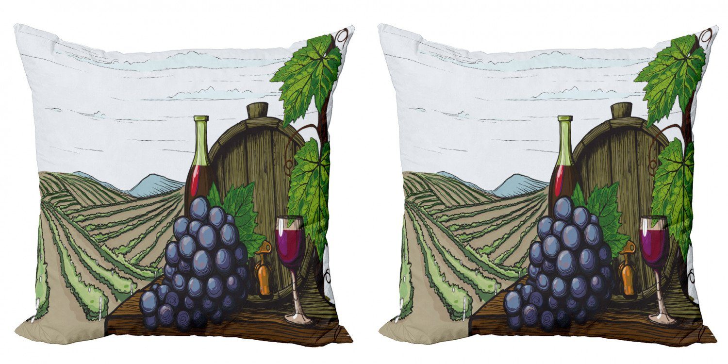 Kissenbezüge Modern Accent Doppelseitiger Digitaldruck, Abakuhaus (2 Stück), Wein Ansichten von Vineyards Trauben